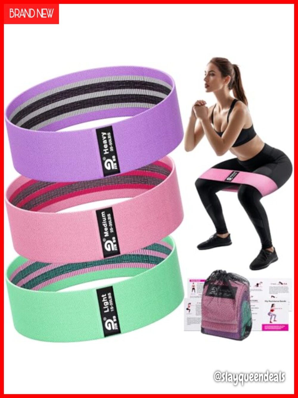 Fabric Resistance Bands 3 Level Non-Slip Exercise Bands for Legs Glutes Home